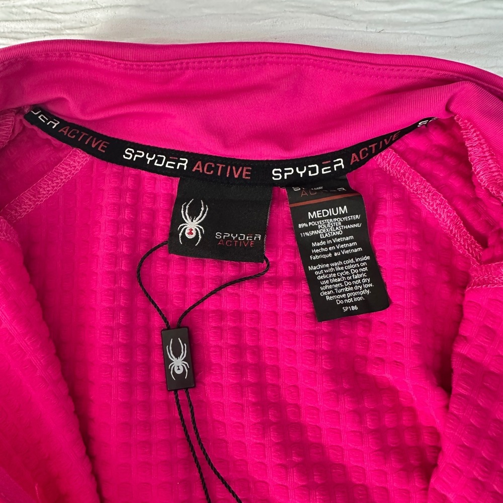 Spyder Active Women's Medium Pink 1/4 Zip Athletic Pullover Running Training Top - Picture 4 of 6